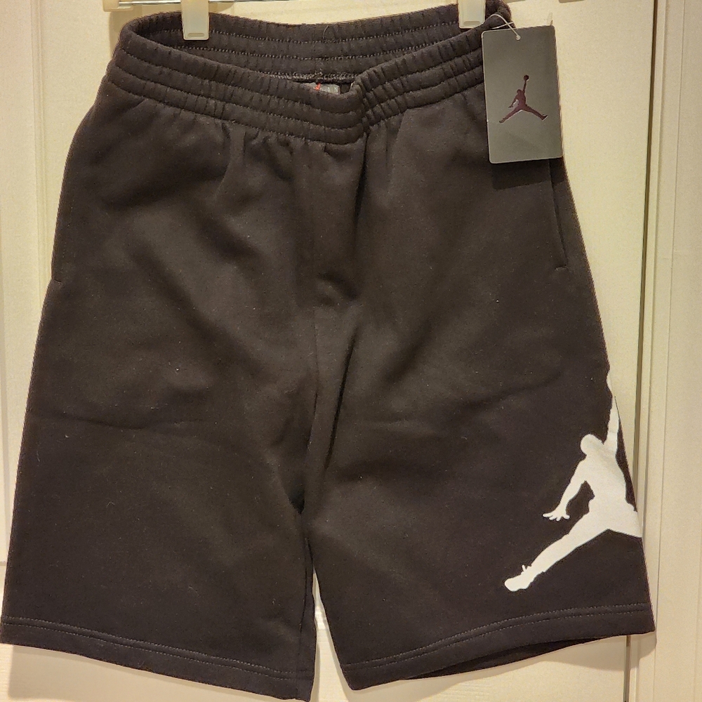 Jordan Nike  Kids Black and White Jumpman Fleece Logo Shorts Sz L